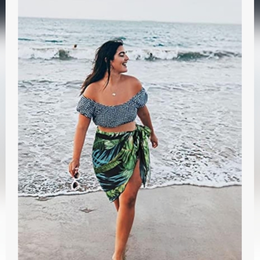 Amazon Essentials Green and Blue Sarong Swimwear